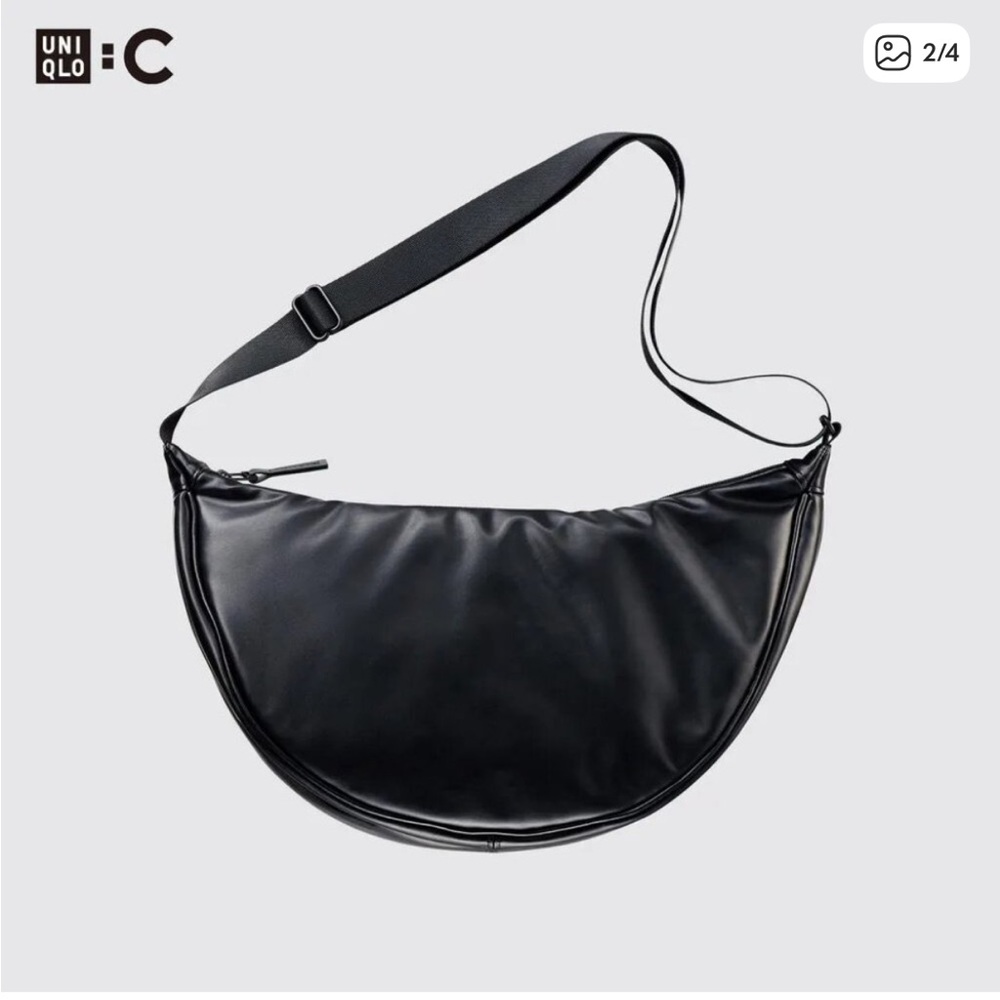 NWT Uniqlo C Faux Leather Round Shoulder Bag - Black